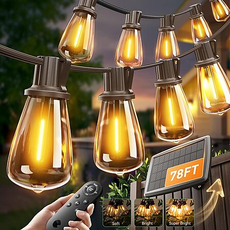 Brighten Your Outdoor Space with 102′ Solar String Lights for Over Half Off at Amazon