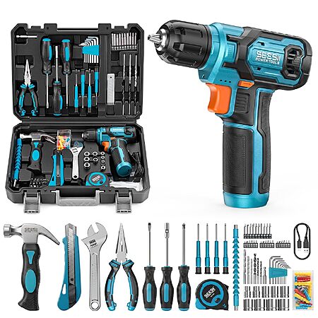 Deal Alert: 108-Piece Seesii Cordless Drill Home Tool Kit w/ 12Nm Torque & 2000mAh Battery $29.99 + Free Shipping w/ Prime or on $35+