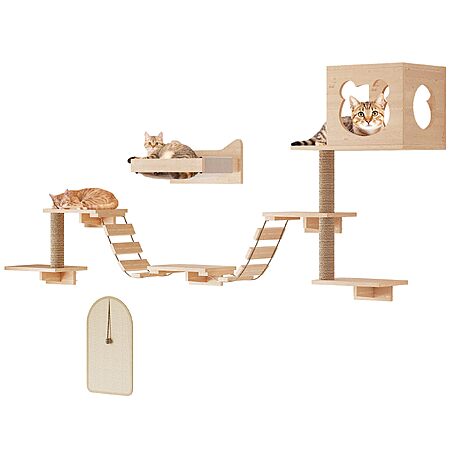 Space-Saving Wooden Cat Wall Shelves Are Half Off at Amazon