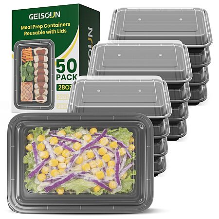 Get 50-Pack Geisoun Meal Prep Containers for Half Off on Amazon