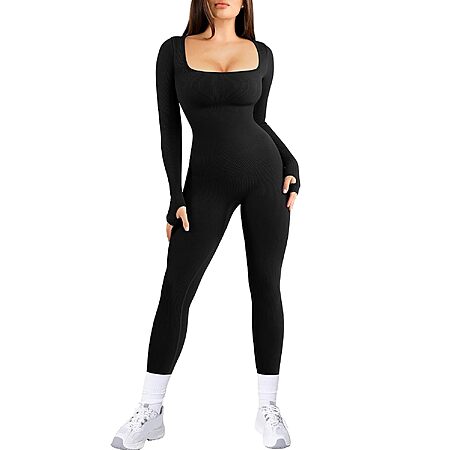 Deal Alert: Popilush Women’s Long Sleeve Square Neck Built-In Bra Jumpsuit (Various) $14.79 + Free Shipping w/ Prime or on $35+